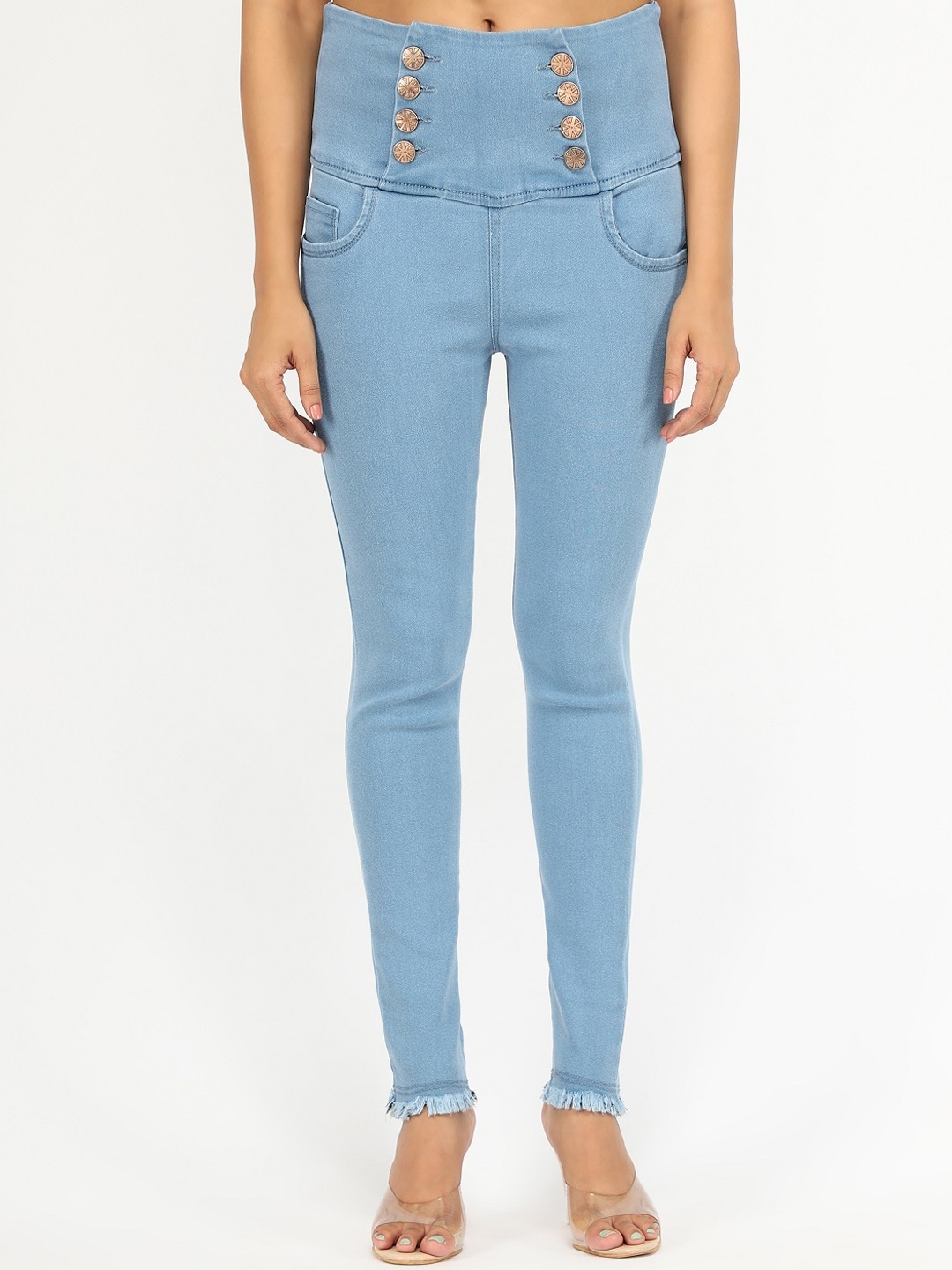 

AngelFab Women Jean Skinny Fit High-Rise Light Fade Stretchable Cotton Jeans, Blue