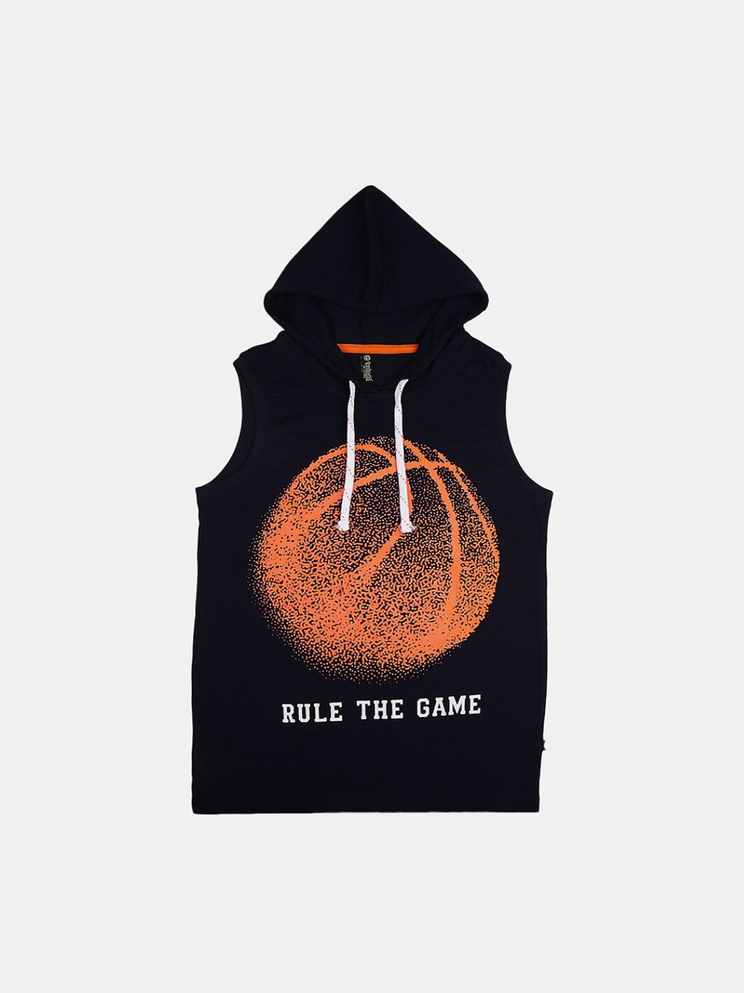 

V-Mart Boys Printed Cotton Single Jersey Hooded Vest, Black
