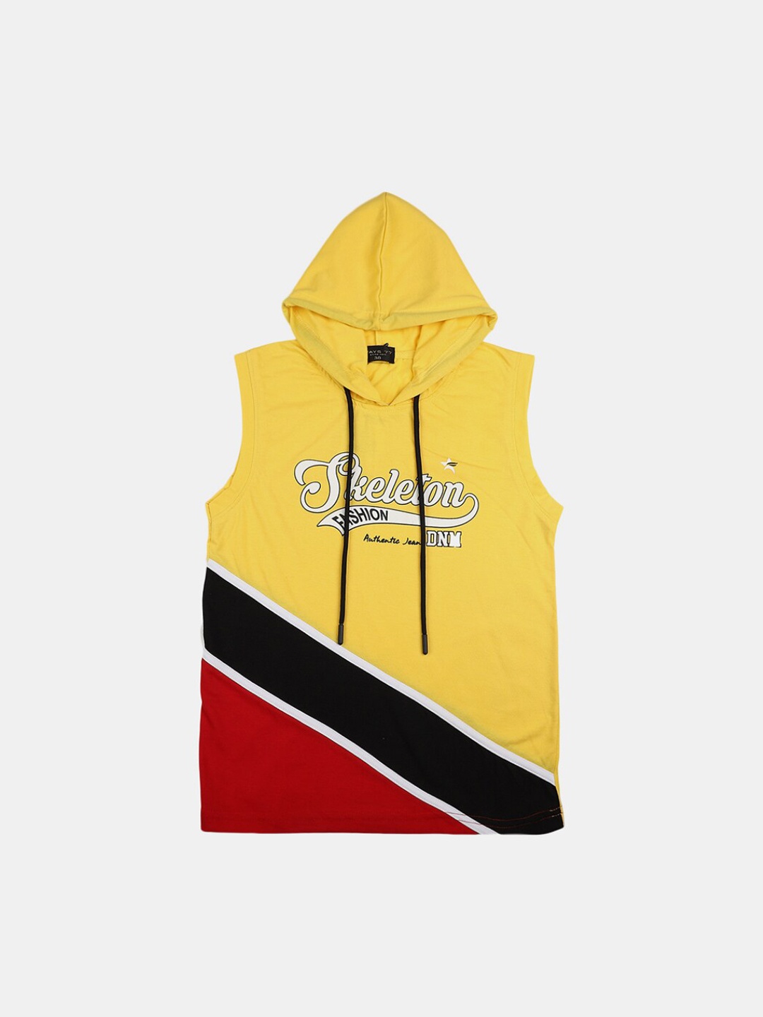 

V-Mart Boys Printed Cotton Single Jersey Hooded Vest, Yellow