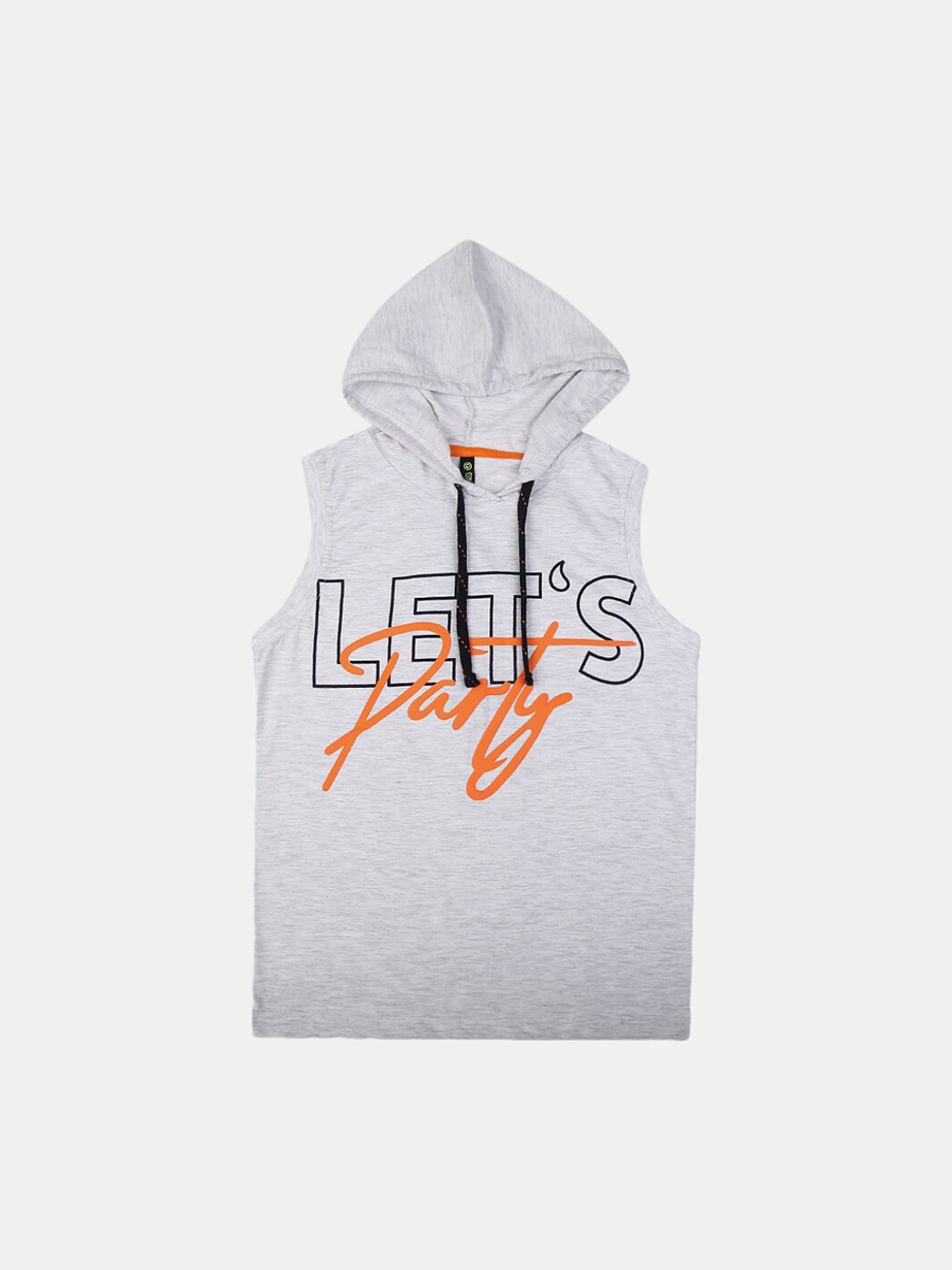 

V-Mart Boys Printed Cotton Single Jersey Hooded Vest, Grey