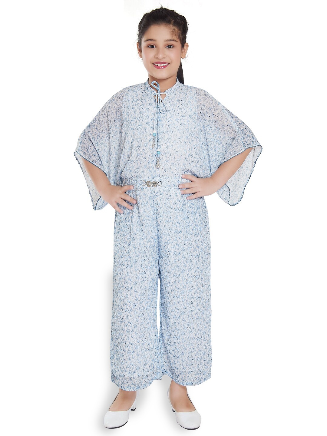 

Peppermint Girls Printed Basic Jumpsuit, Blue