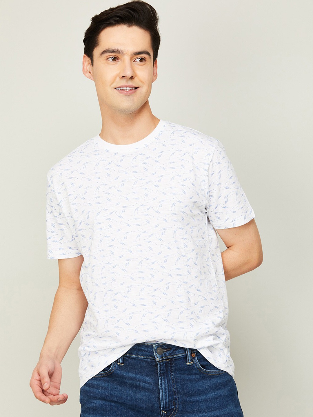 

Melange by Lifestyle Abstract Printed Cotton T-shirt, White