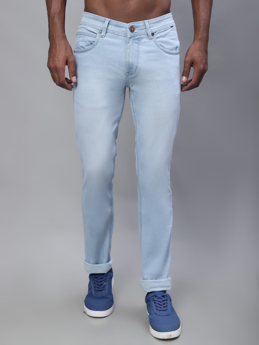 

Cantabil Men Regular Fit Light Fade Stretchable Cotton Jeans, Blue