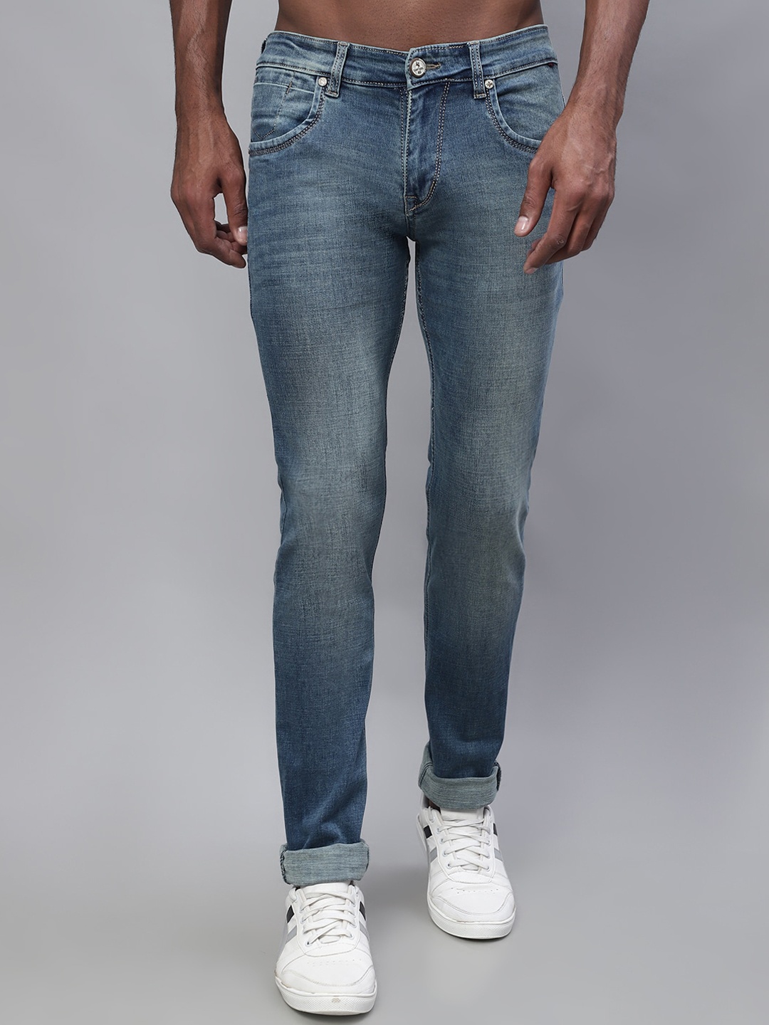 

Cantabil Men Regular Fit Light Fade Stretchable Cotton Jeans, Blue