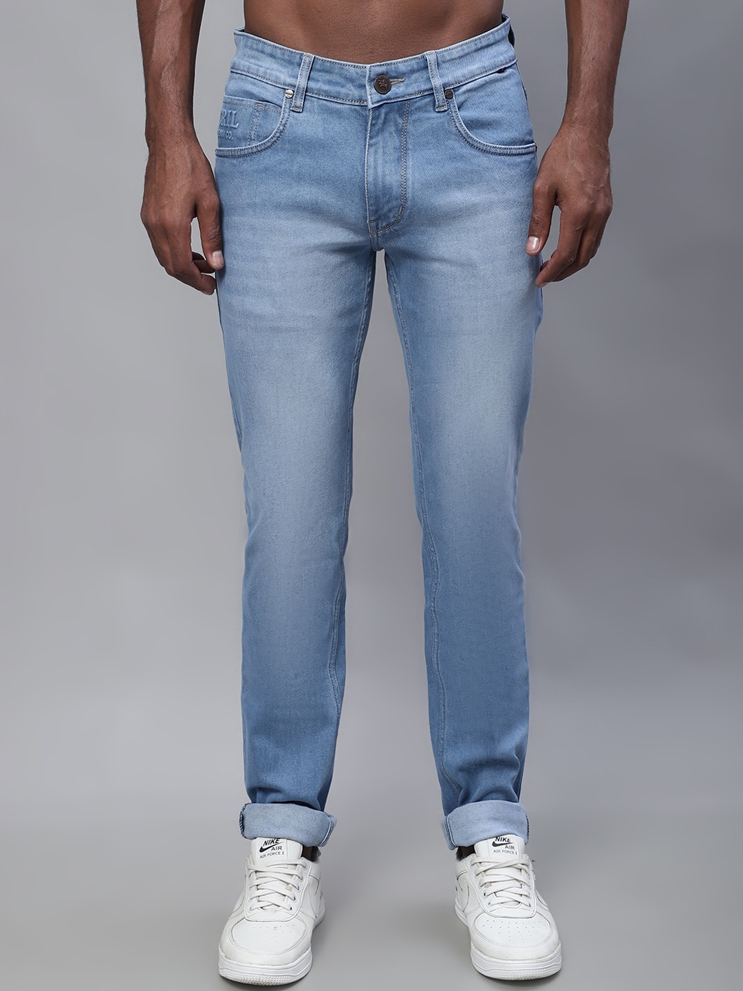 

Cantabil Men Regular Fit Light Fade Stretchable Cotton Jeans, Blue