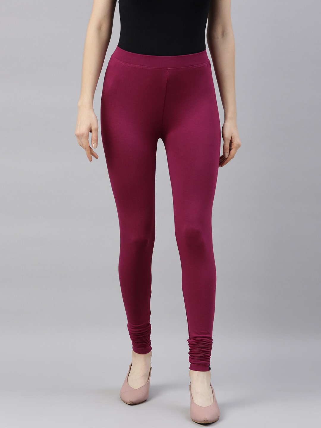 

TWIN BIRDS Women High-Rise Churidar-Length Leggings, Magenta