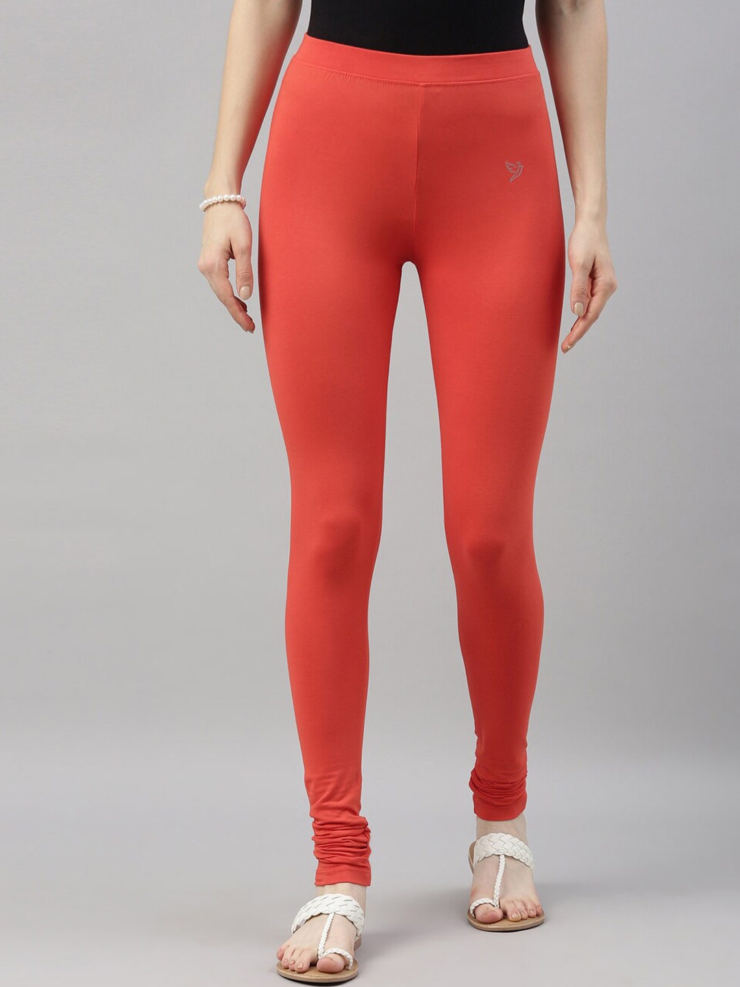 

TWIN BIRDS Women High-Rise Churidar-Length Leggings, Coral