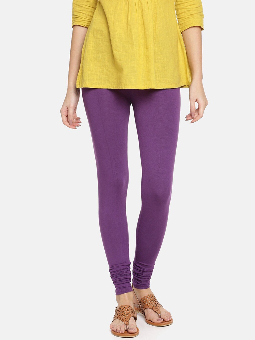 

TWIN BIRDS Women High-Rise Churidar-Length Leggings, Purple