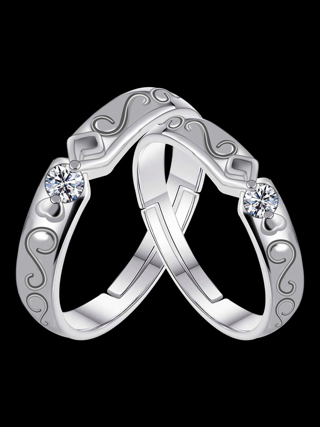 

Silver Shine Set Of 2 Silver-Plated His & Her Adjustable Couple Rings