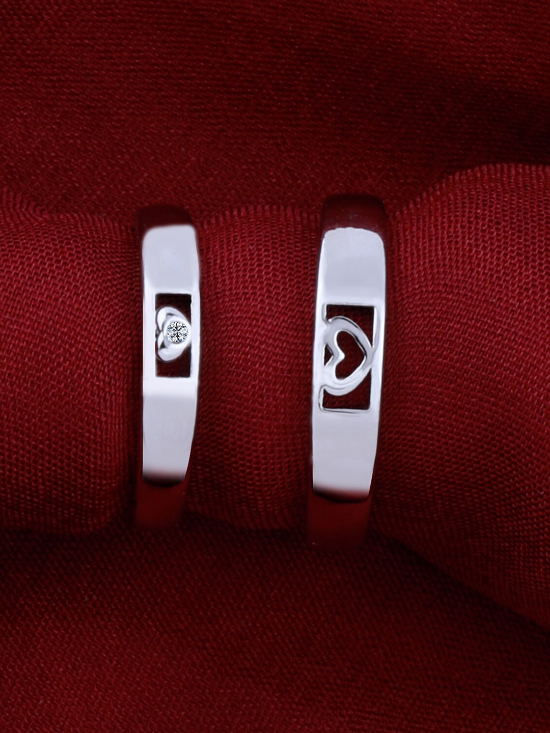 

Silver Shine Set Of 2 Silver Plated His & Her Adjustable Couple Rings