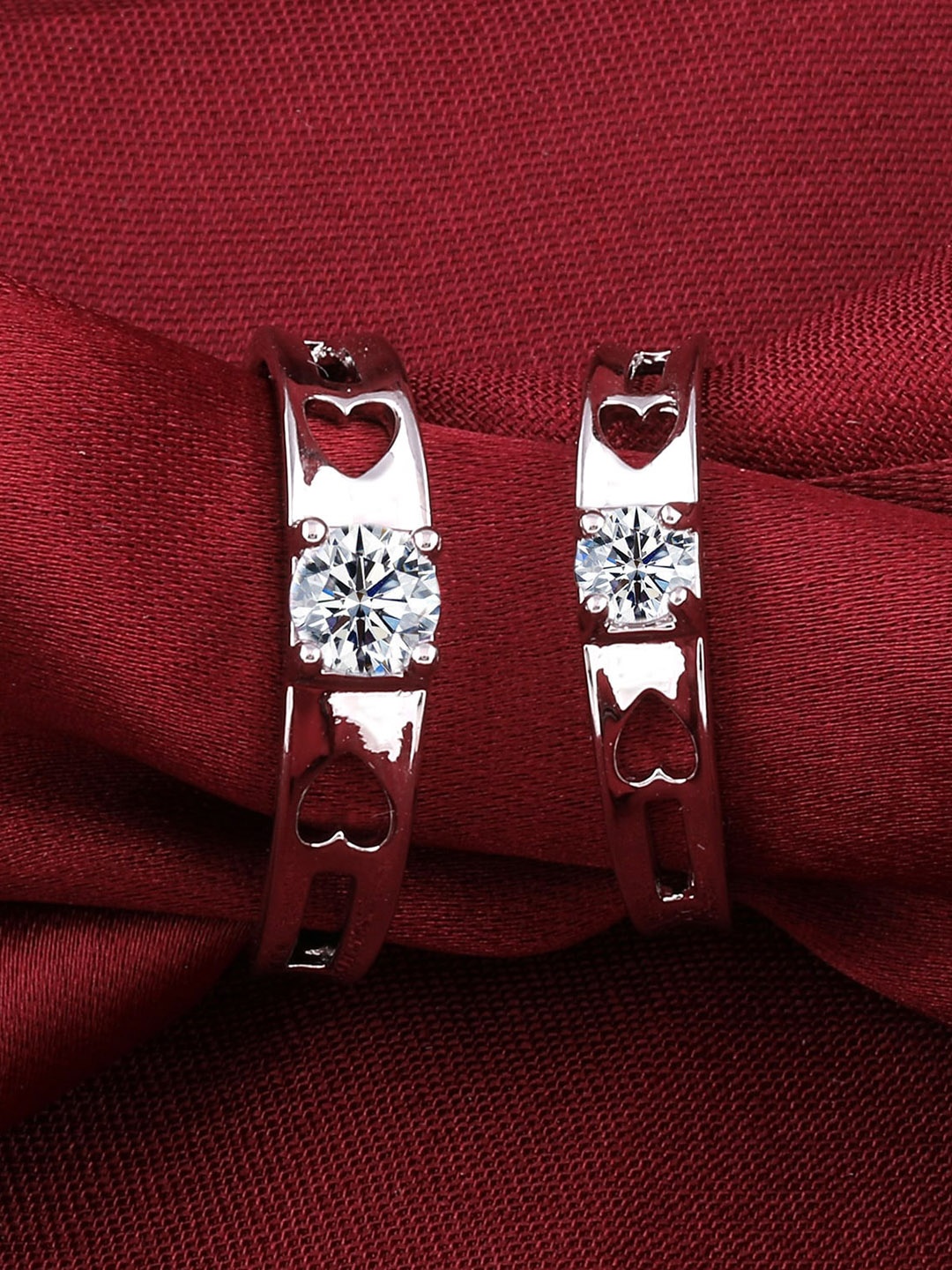 

Silver Shine Set Of 2 Silver Plated His & Her Adjustable Couple Rings