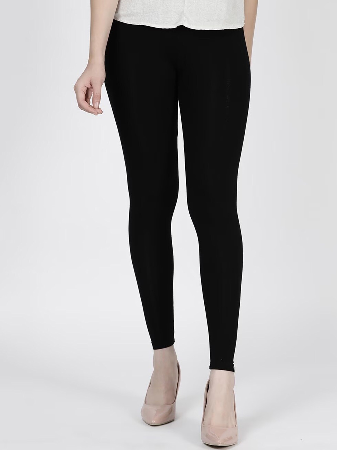 

TWIN BIRDS Women Solid Super Stretch Viscose Ankle Length Leggings, Black