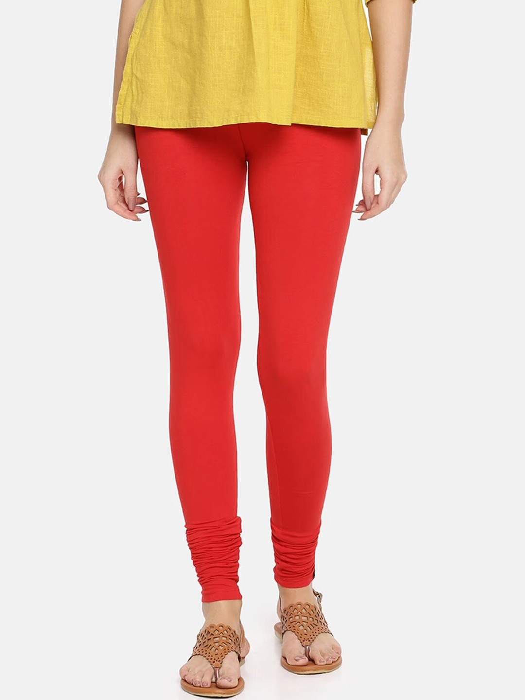 

TWIN BIRDS Women Mid-Rise Churidar-Length Leggings, Orange