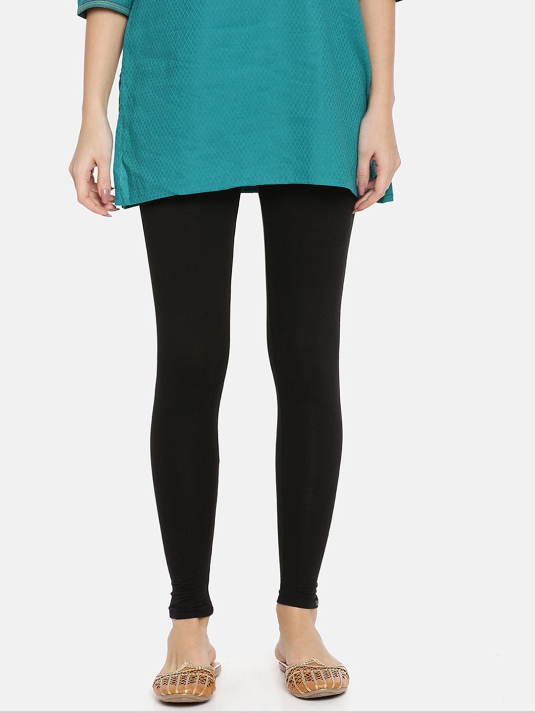 

TWIN BIRDS Women Solid Super Stretch Cotton Ankle Length Leggings, Black
