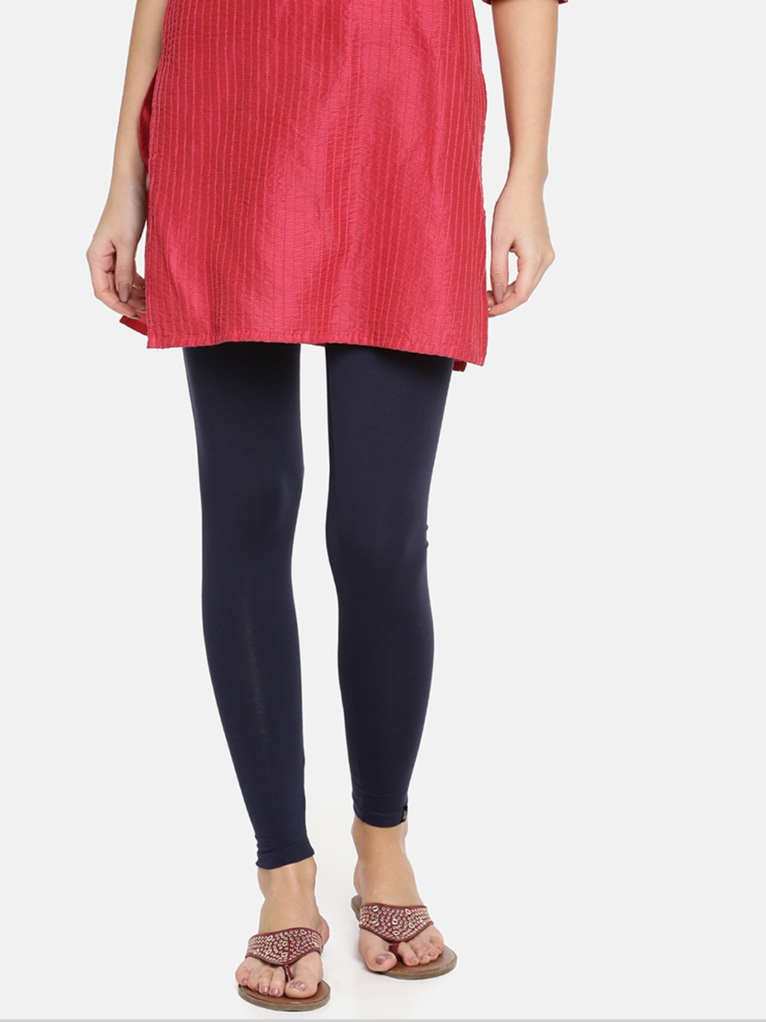 

TWIN BIRDS Women Solid Super Stretch Cotton Ankle Length Leggings, Navy blue