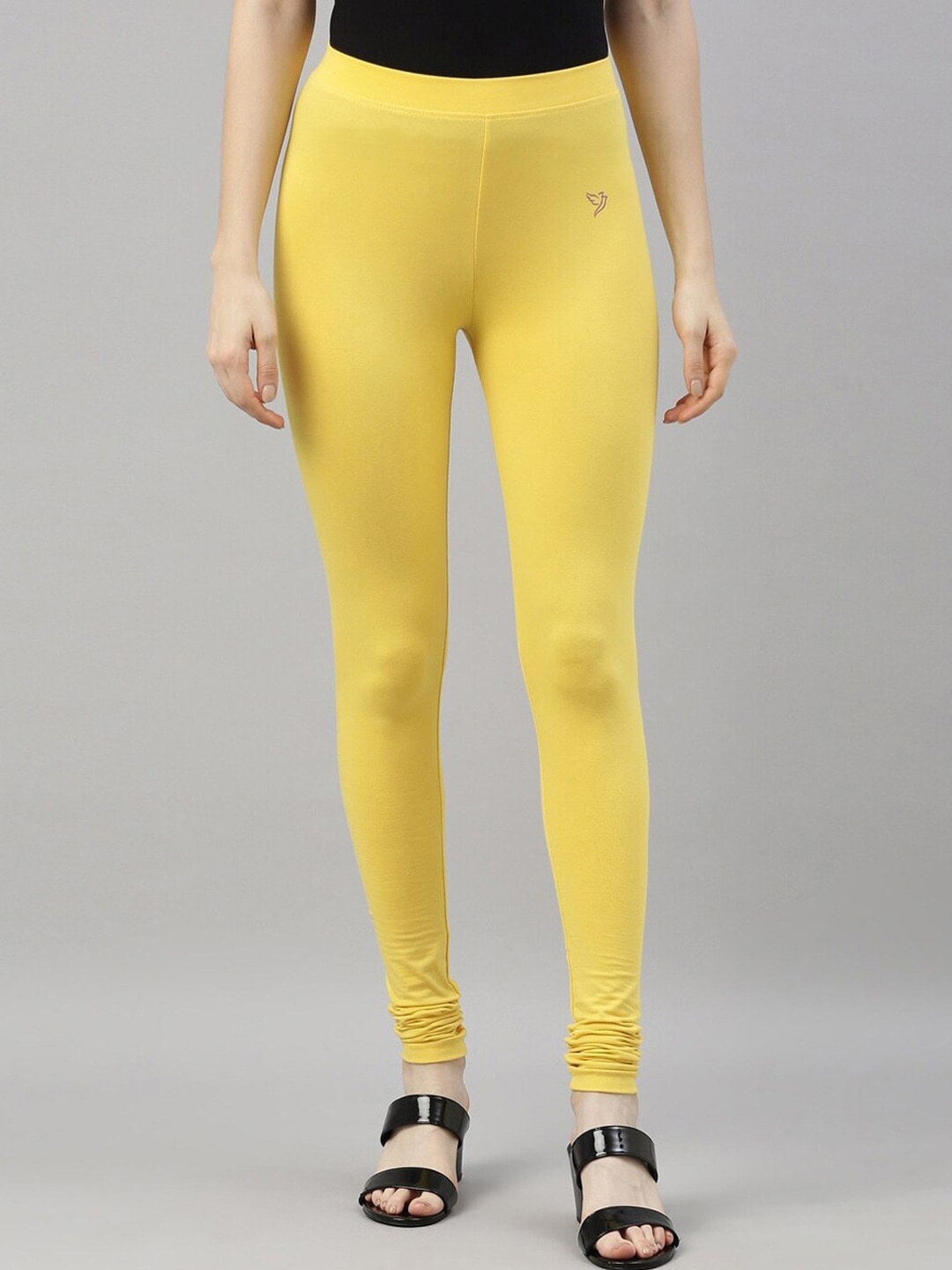 

TWIN BIRDS Women Mid-Rise Churidar-Length Leggings, Yellow