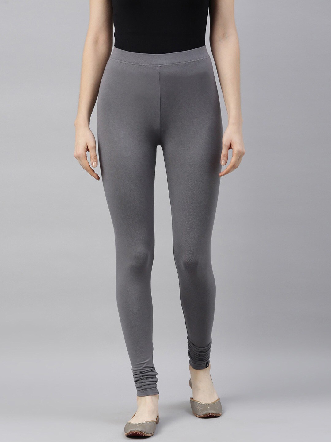 

TWIN BIRDS Women Mid-Rise Churidar-Length Leggings, Charcoal