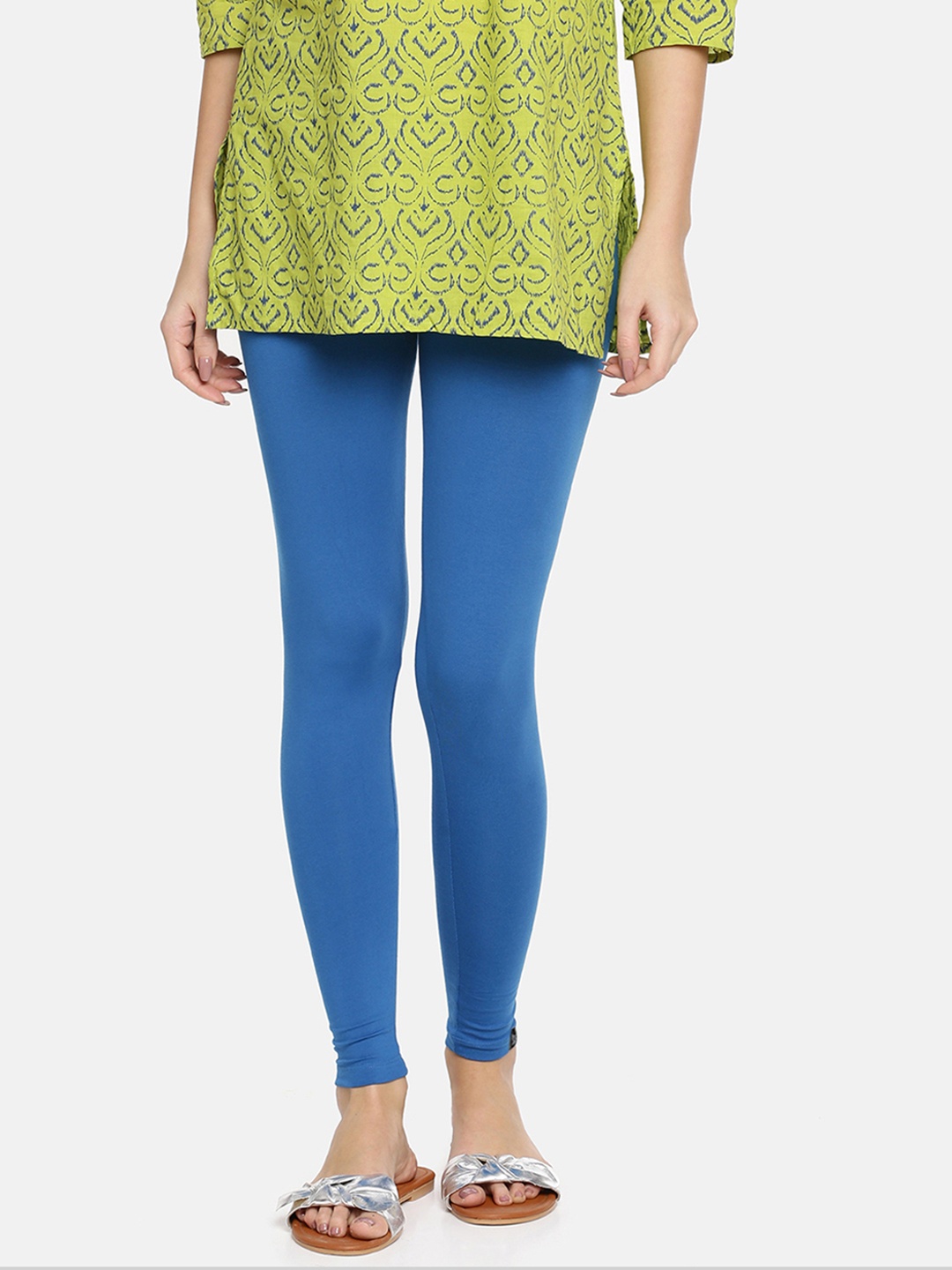 

TWIN BIRDS Women Solid Super Stretch Cotton Ankle Length Leggings, Blue