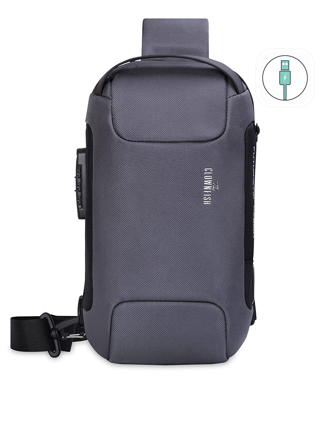 

THE CLOWNFISH Water Resistant Backpack With USB Charging Port, Grey