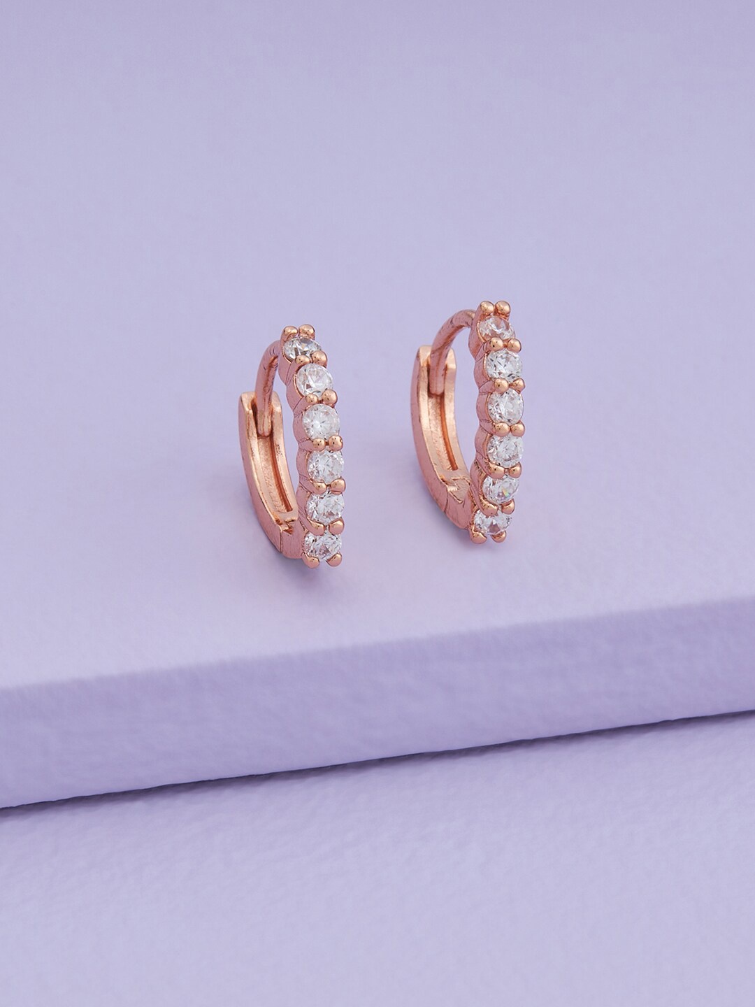 

Kushal's Fashion Jewellery Rose Gold-Plated Contemporary Hoop Earrings, White