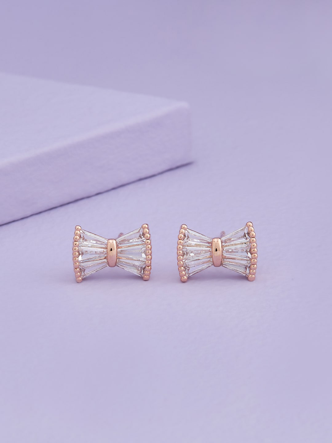 

Kushal's Fashion Jewellery Rose Gold-Plated Contemporary Studs Earrings, White