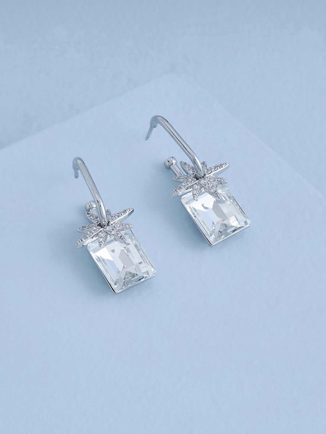 

Kushal's Fashion Jewellery Rhodium-Plated Contemporary Drop Earrings, White