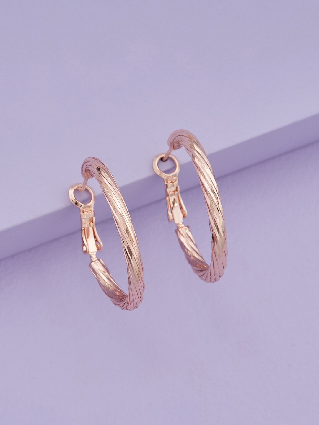 

Kushal's Fashion Jewellery Rose Gold-Plated Circular Hoop Earrings