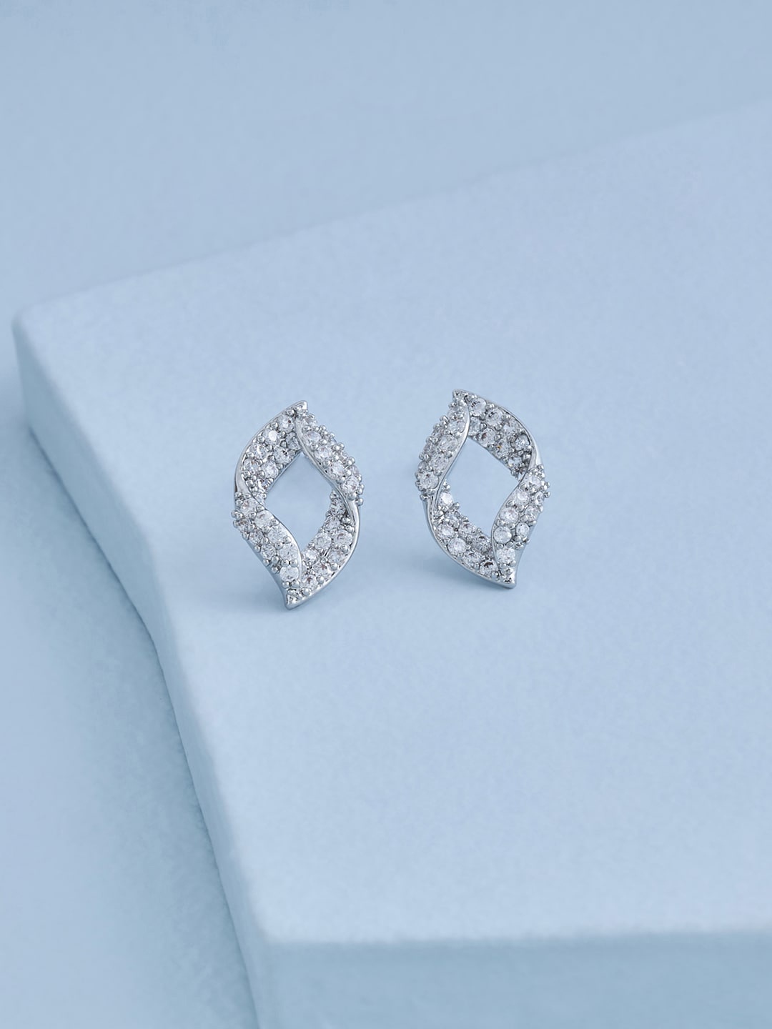 

Kushal's Fashion Jewellery Rhodium Plated Contemporary Studs Earrings, White