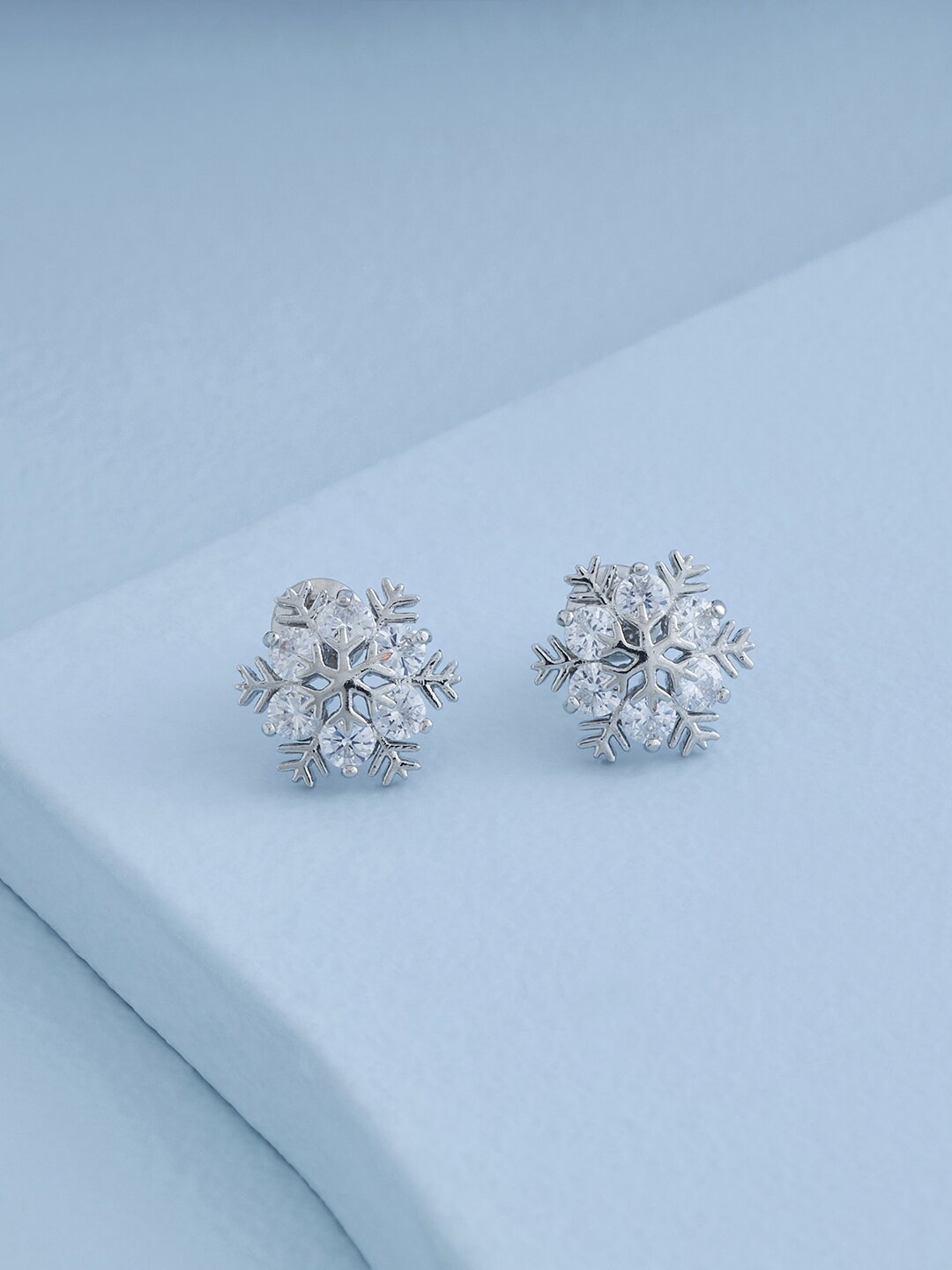 

Kushal's Fashion Jewellery Rhodium-Plated Contemporary Studs Earrings, White