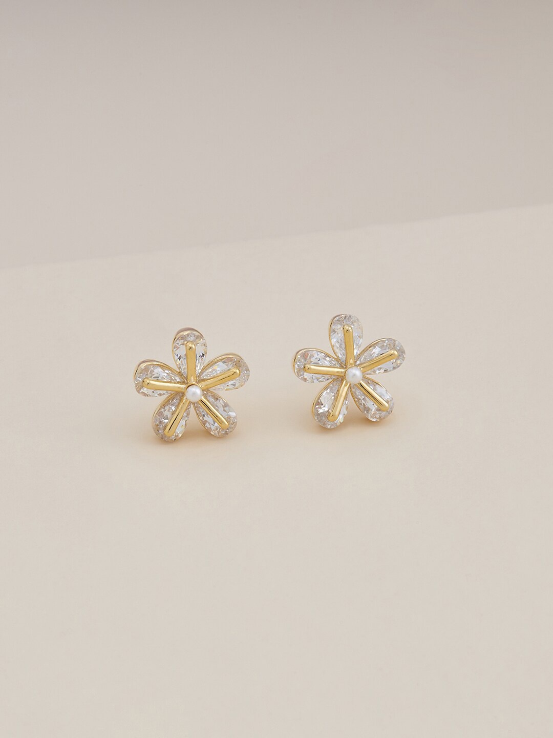 

Kushal's Fashion Jewellery Gold-Plated Contemporary Studs Earrings, White