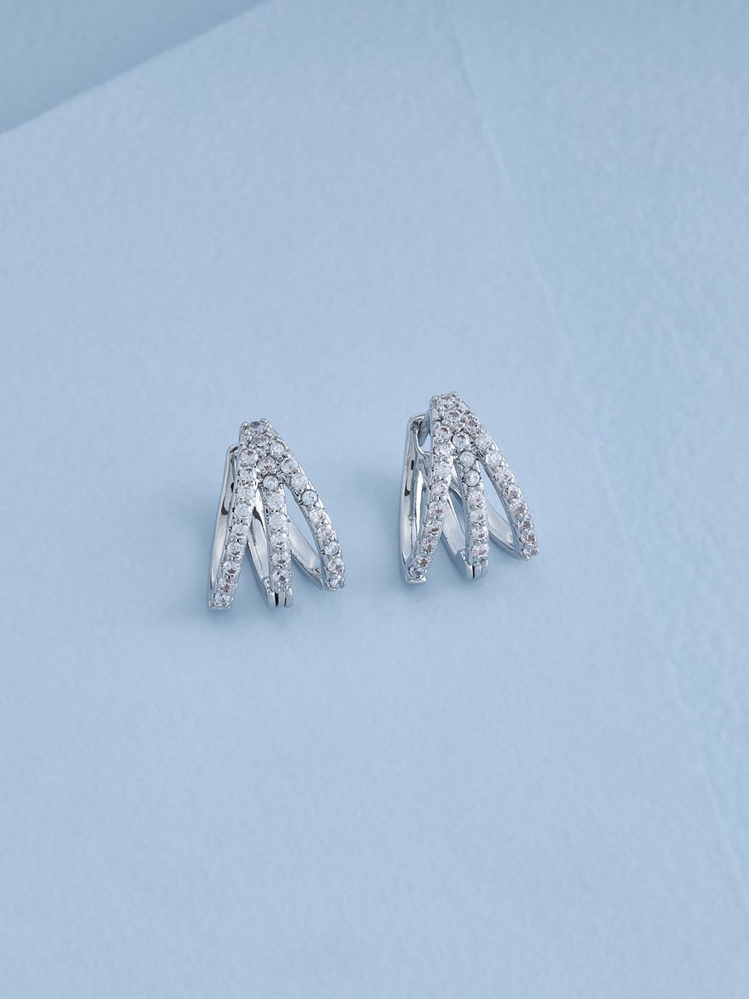 

Kushal's Fashion Jewellery Rhodium Plated Contemporary Studs Earrings, White