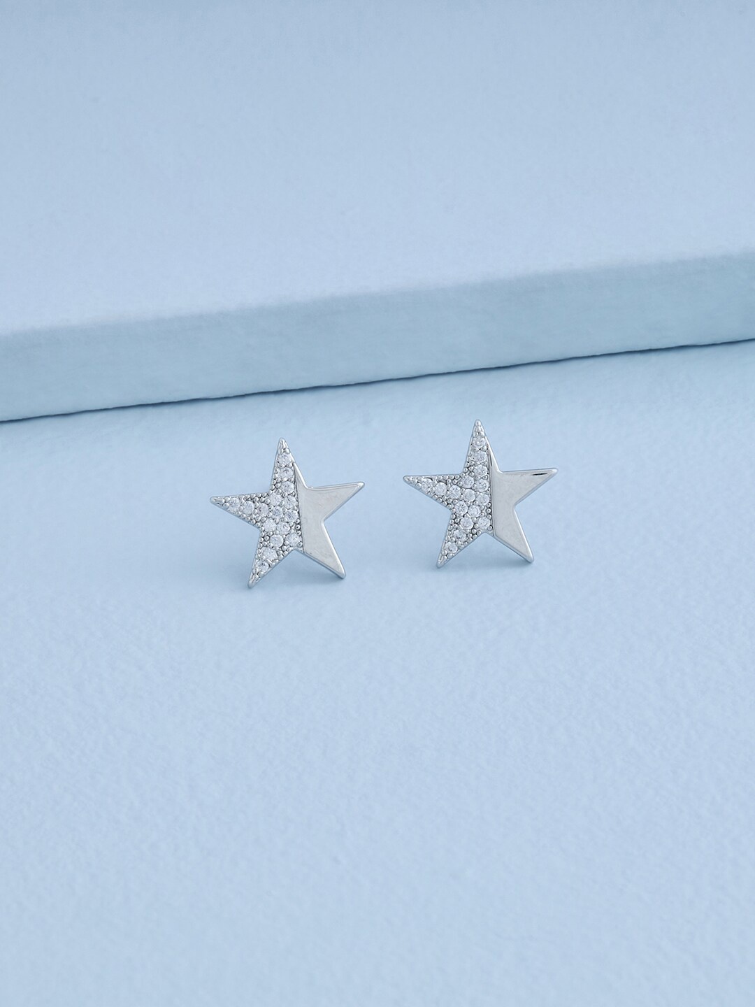 

Kushal's Fashion Jewellery Rhodium-Plated Contemporary Studs Earrings, White