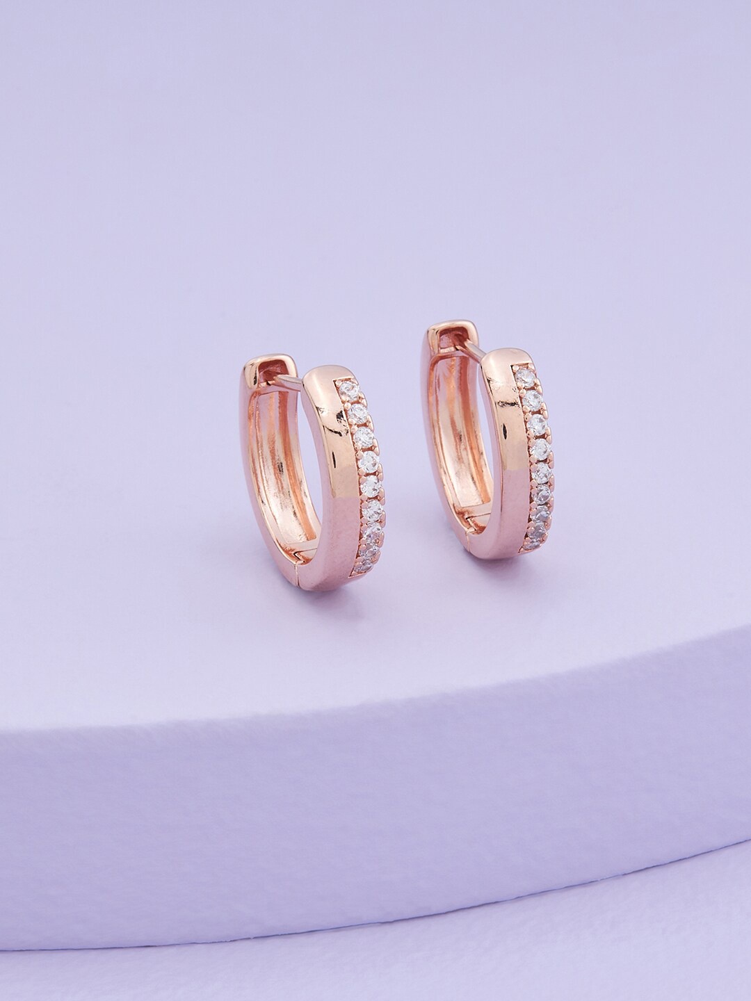 

Kushal's Fashion Jewellery Rose-Gold Plated Contemporary Hoop Earrings, White