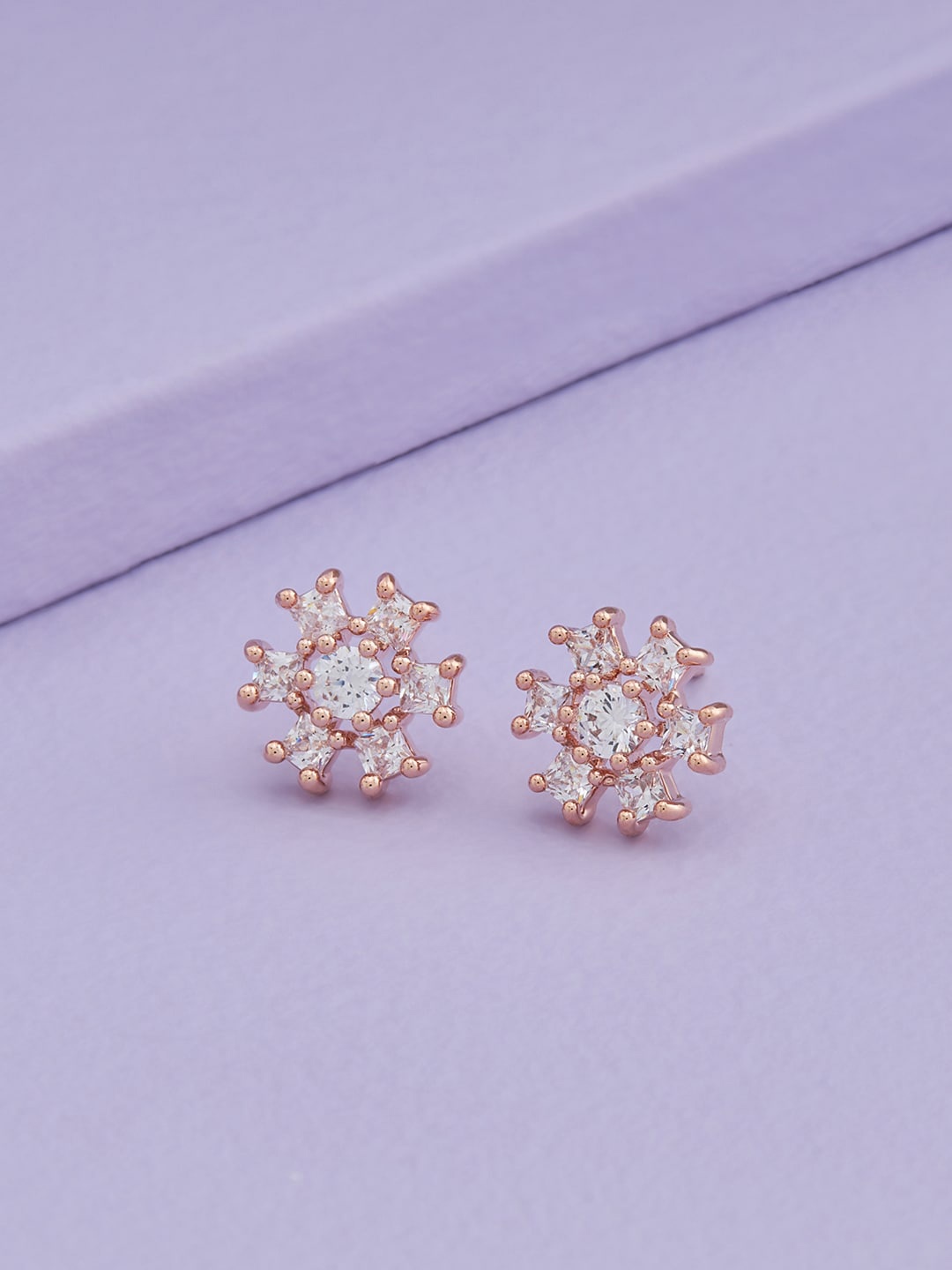 

Kushal's Fashion Jewellery Rose Gold-Plated Contemporary Studs Earrings, White