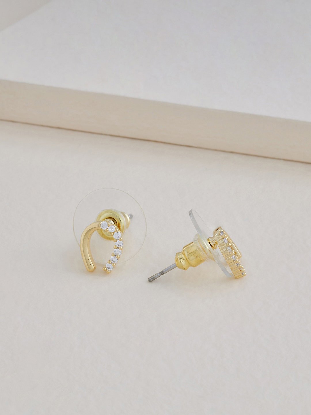 

Kushal's Fashion Jewellery Gold-Plated Cubic Zirconia Contemporary Studs Earrings, White