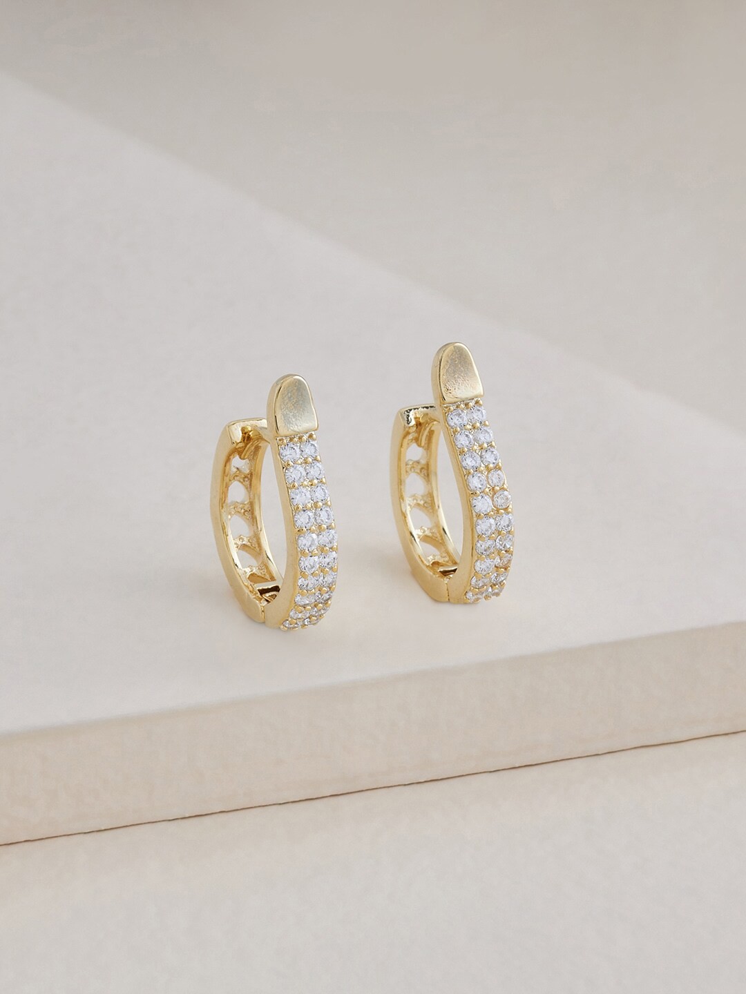 

Kushal's Fashion Jewellery Gold-Plated Cubic Zirconia Circular Hoop Earrings, White