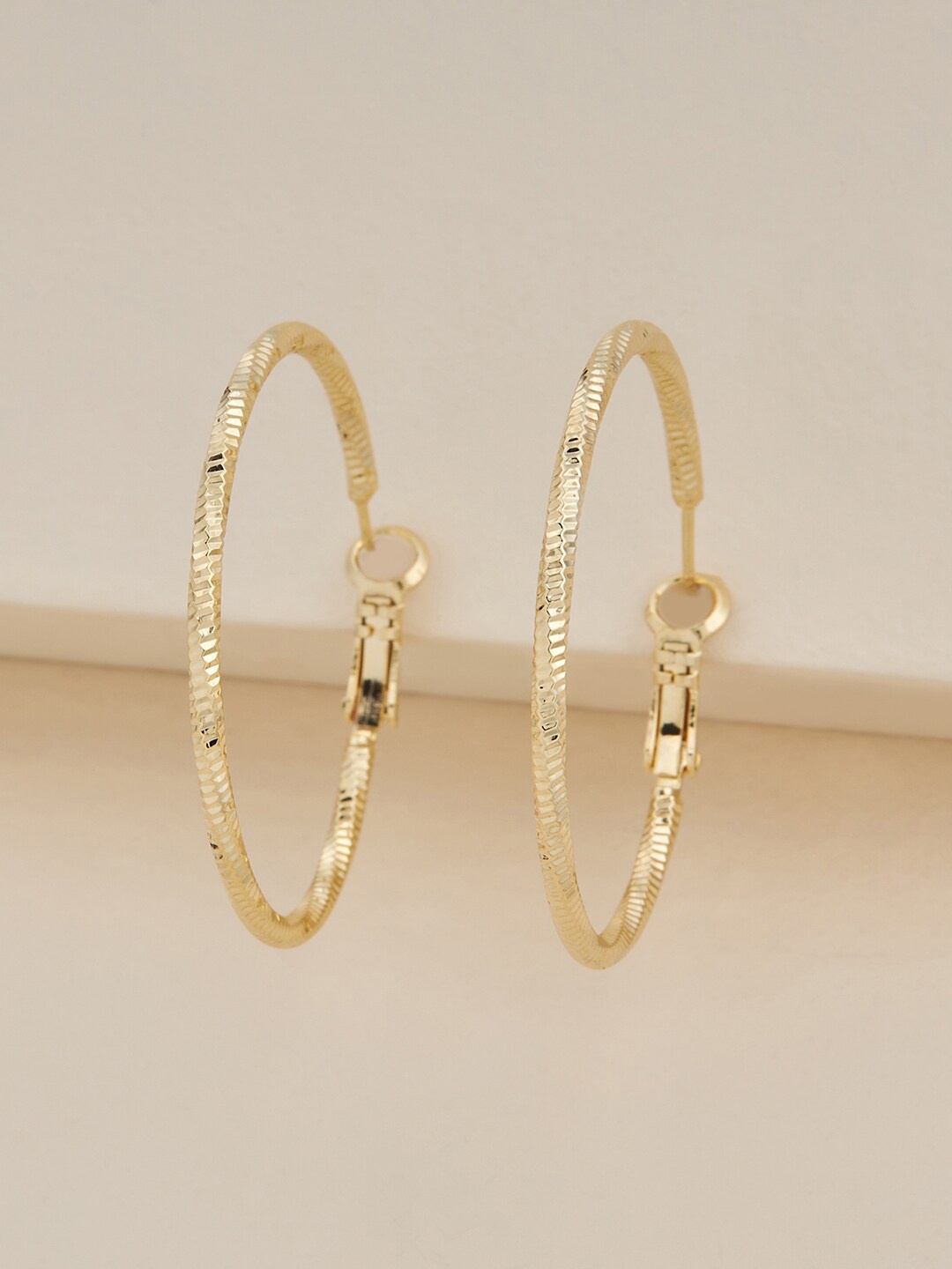 

Kushal's Fashion Jewellery Gold-Plated Circular Hoop Earrings