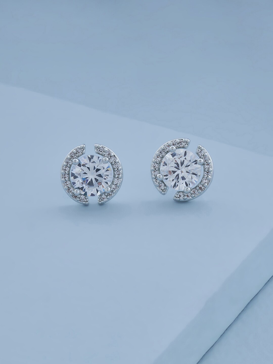 

Kushal's Fashion Jewellery Rhodium-Plated Contemporary Studs Earrings, Silver