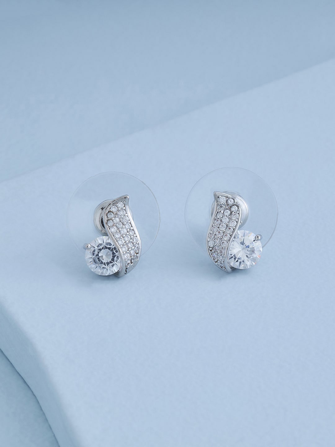 

Kushal's Fashion Jewellery Rhodium-Plated Contemporary Studs Earrings, White