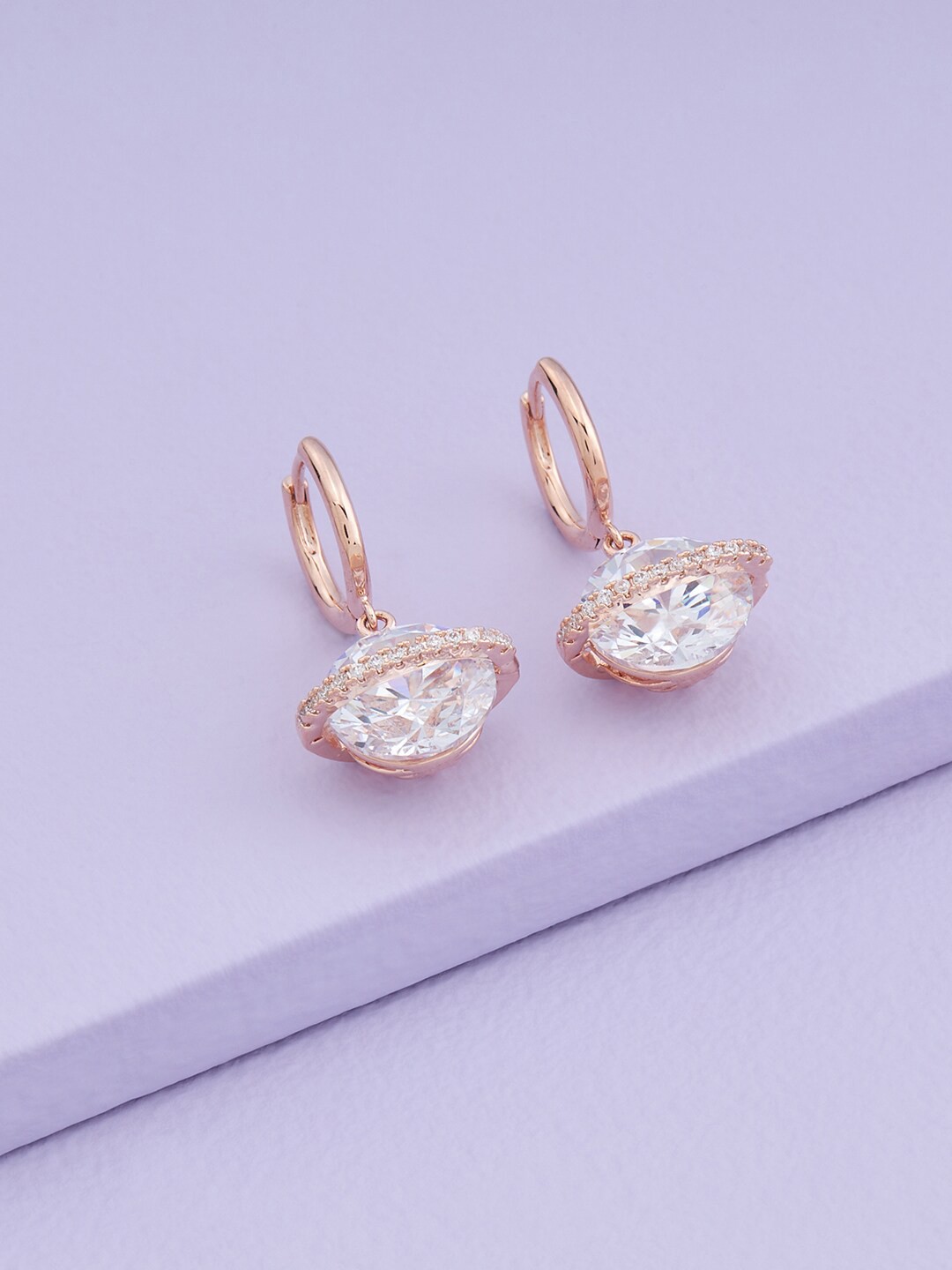 

Kushal's Fashion Jewellery Rose-Gold Plated Contemporary Drop Earrings