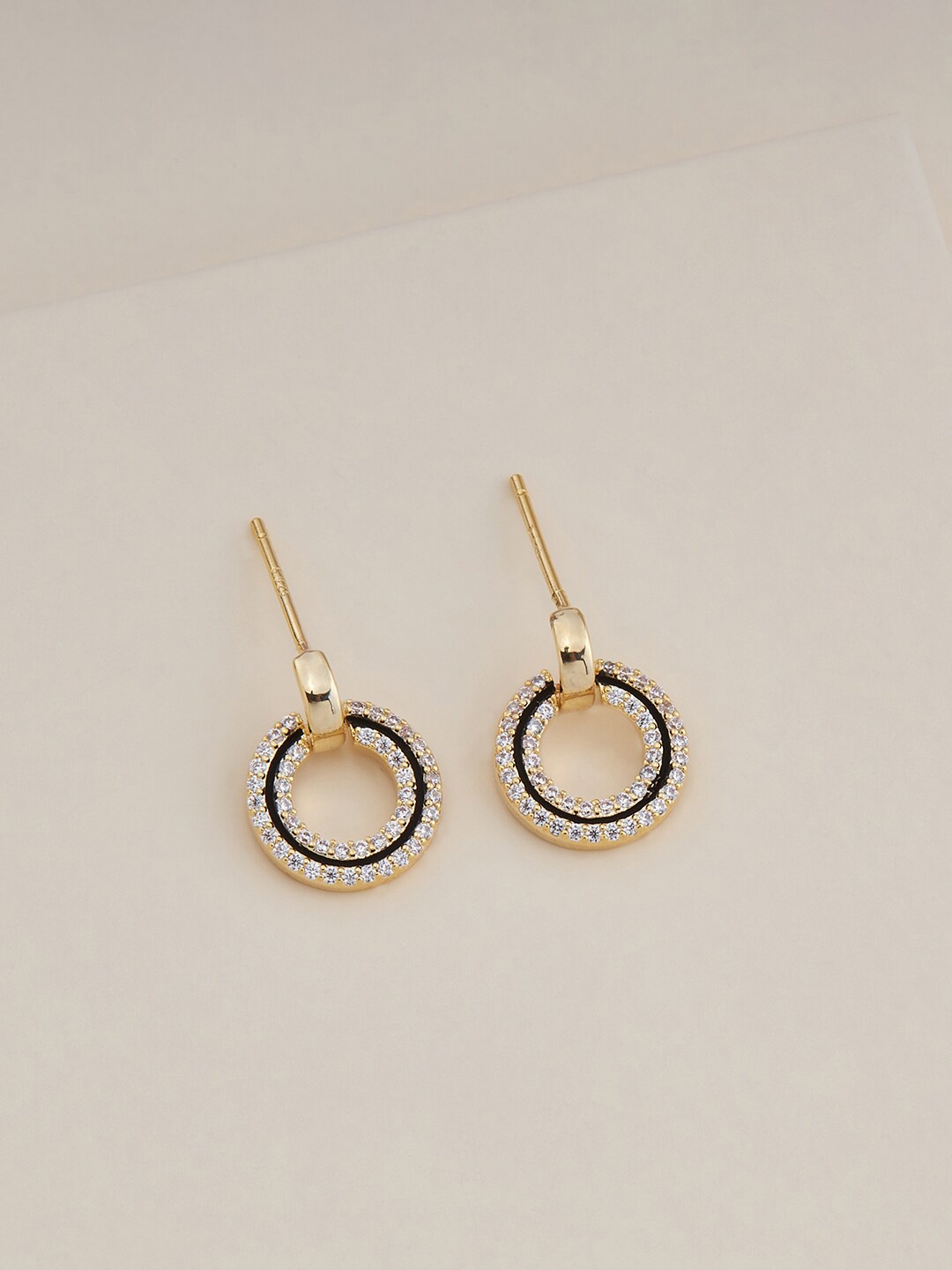 

Kushal's Fashion Jewellery Gold Plated Circular Studs Earrings, White
