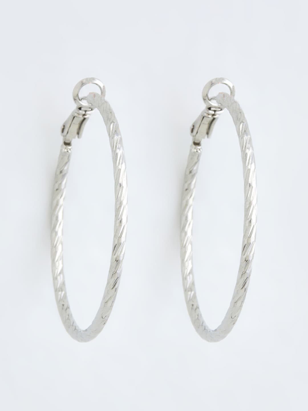 

Kushal's Fashion Jewellery Rhodium Plated Circular Hoop Earrings, Silver