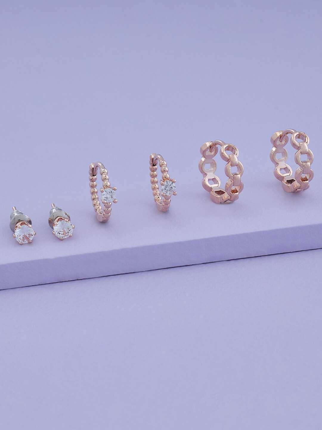 

Kushal's Fashion Jewellery Rose Gold-Plated Contemporary Stud Earrings, White