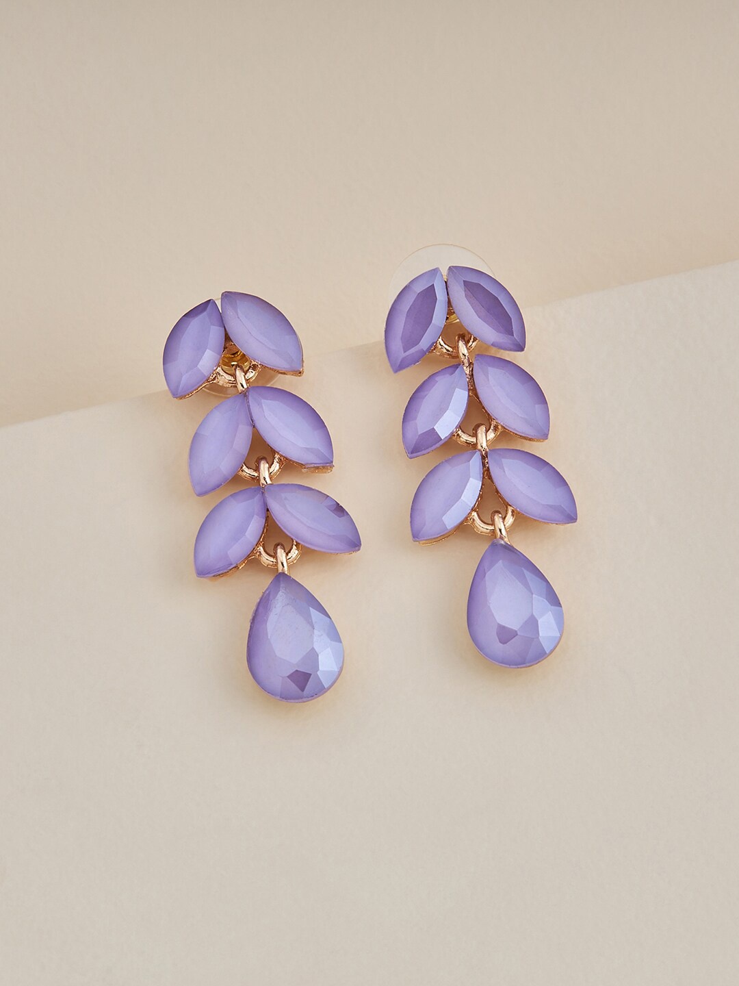

Kushal's Fashion Jewellery Gold-Plated Contemporary Drop Earrings, Lavender