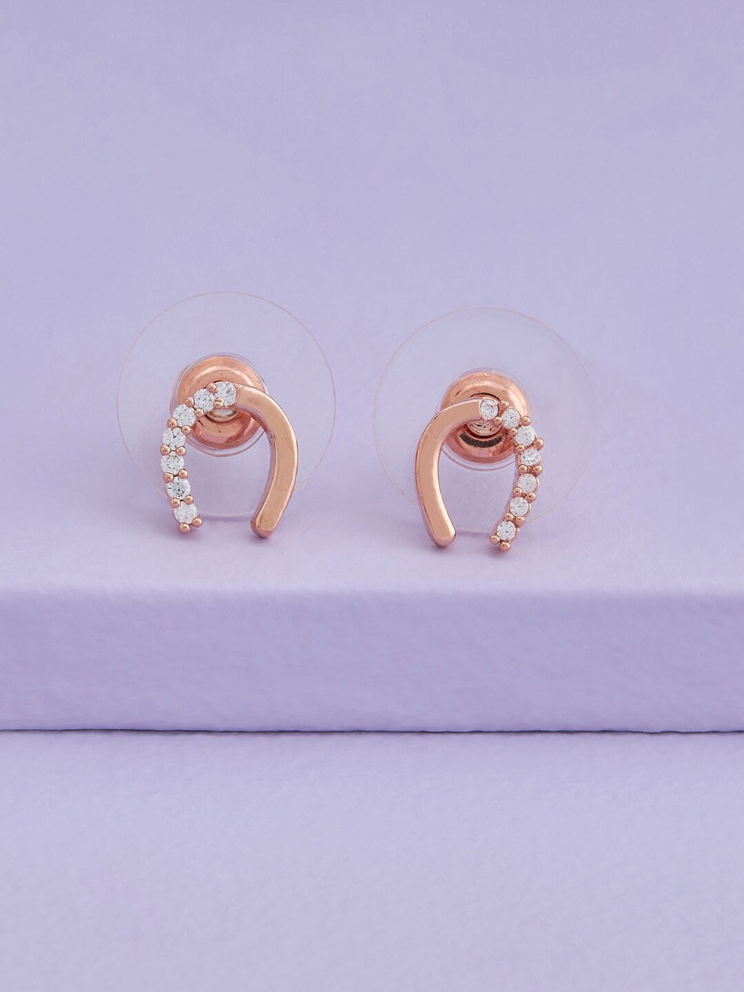 

Kushal's Fashion Jewellery Rose Gold-Plated Contemporary Studs Earrings, White