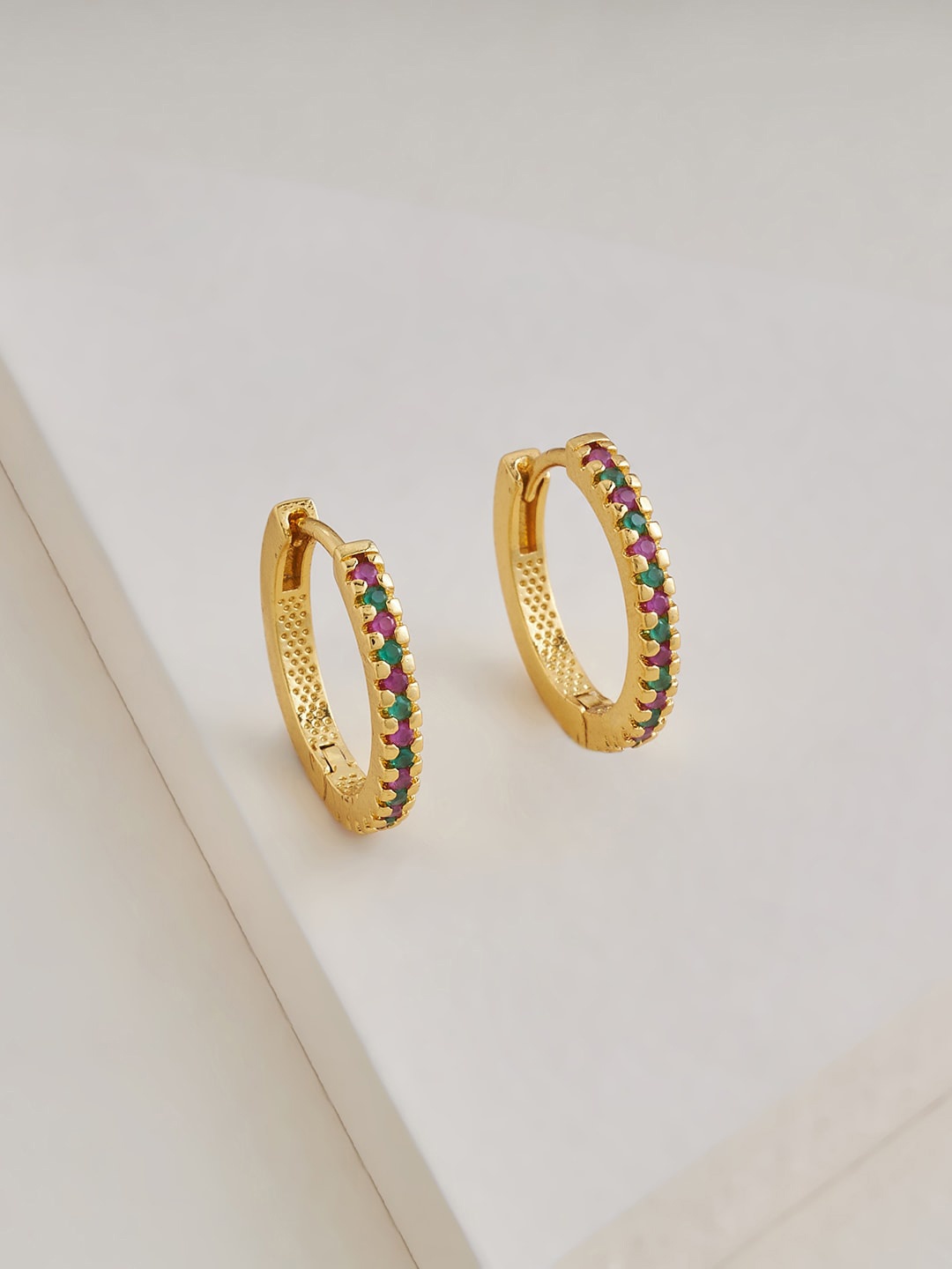 

Kushal's Fashion Jewellery Gold Plated Contemporary Hoop Earrings