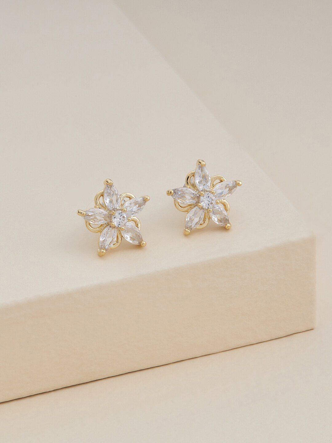 

Kushal's Fashion Jewellery Gold Plated Contemporary Studs, White