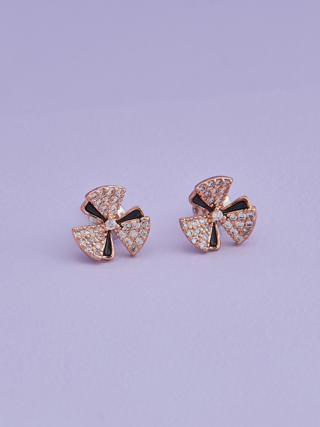 

Kushal's Fashion Jewellery Rose-Gold Plated Floral Studs Earrings, White