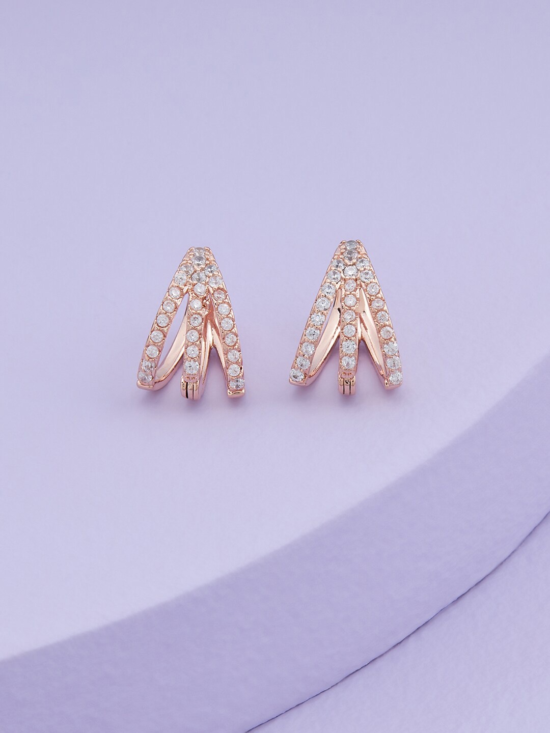 

Kushal's Fashion Jewellery Rose-Gold Plated Contemporary Studs Earrings, White
