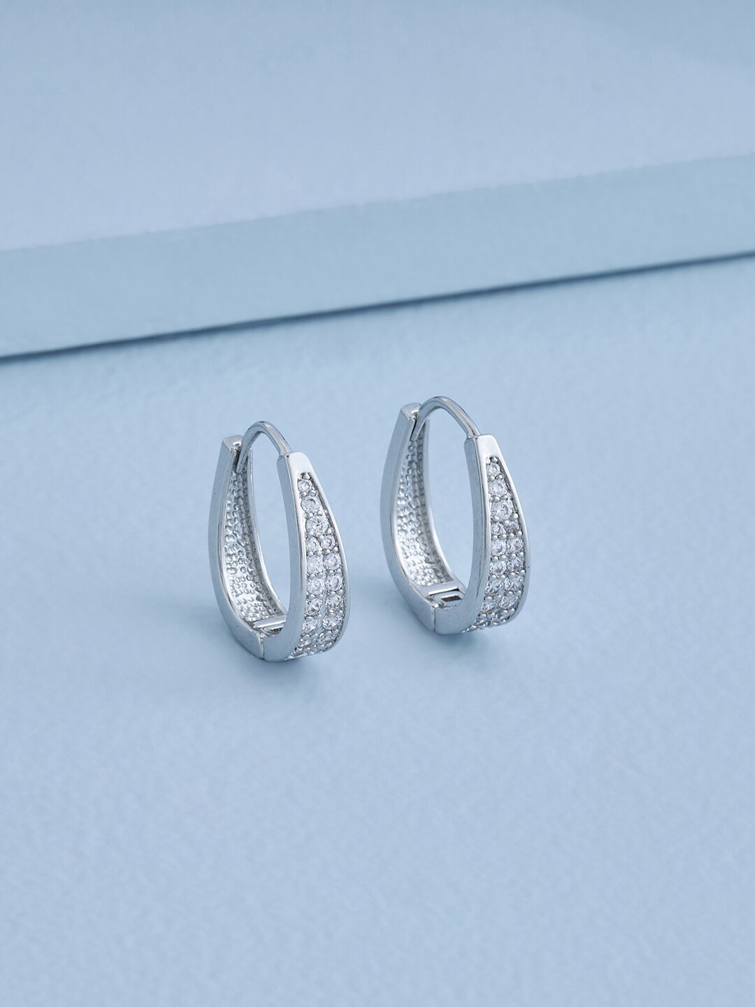 

Kushal's Fashion Jewellery Rhodium Plated Contemporary Hoop Earrings, White